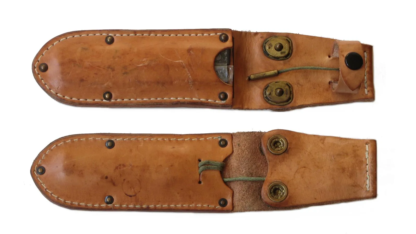 Pochva nože UTON vz.75 – typ 2 – detail nýtů a kůže