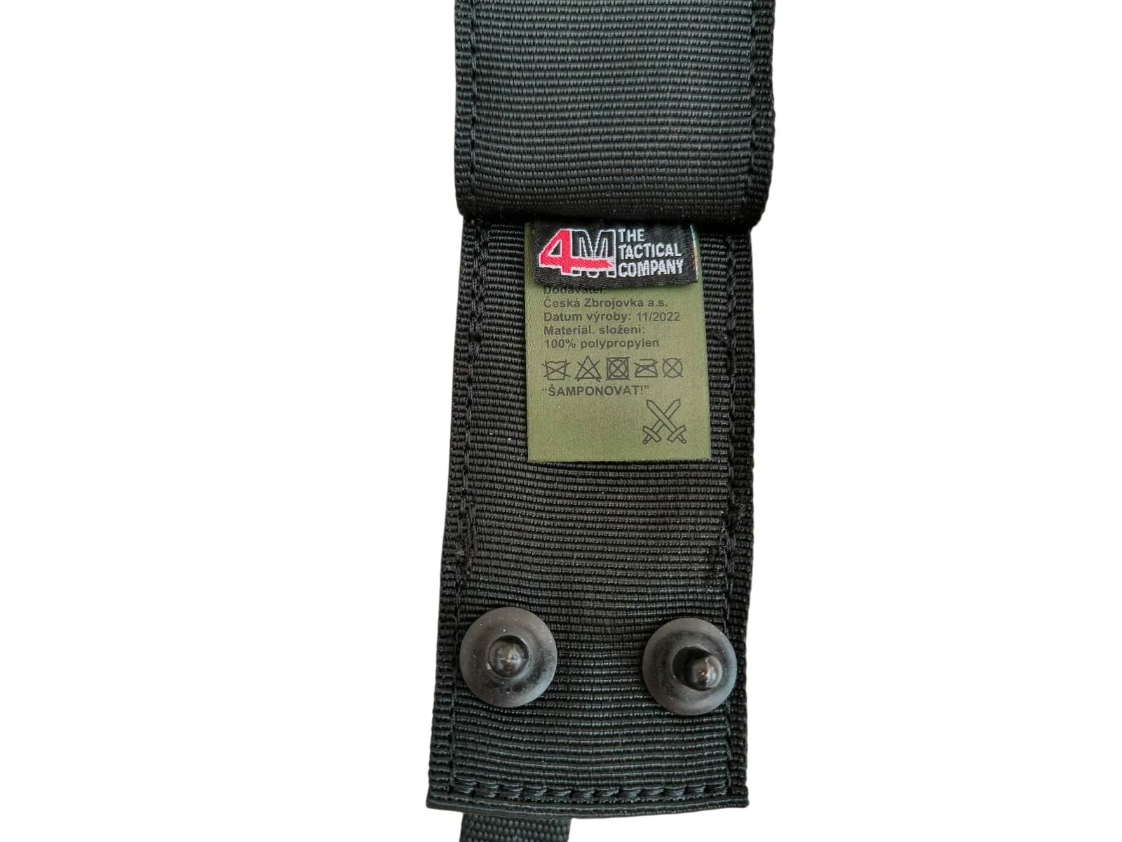Bodák MK.1 – detail štítku pouzdra firmy 4M, dodavatel Česká zbrojovka, datum výroby 11/2022
