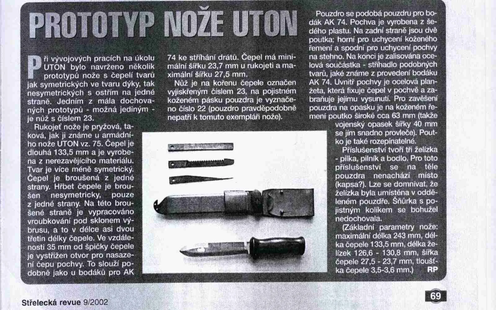 Prototyp pro průzkumníky – článek o noži z roku 2002