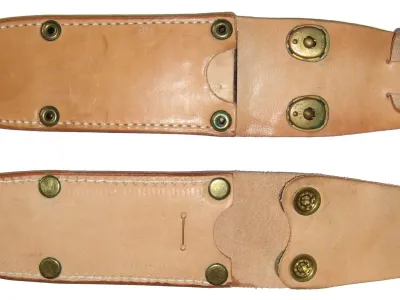 Pochva nože UTON vz.75 – typ 5 – detail nýtů a kůže