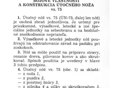 Vojenský předpis Děl-21-22/s – nůž UTON vz.75 – strana 1