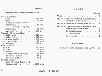 Vojenský předpis Děl-21-22/s – nůž UTON vz.75 – strana 6