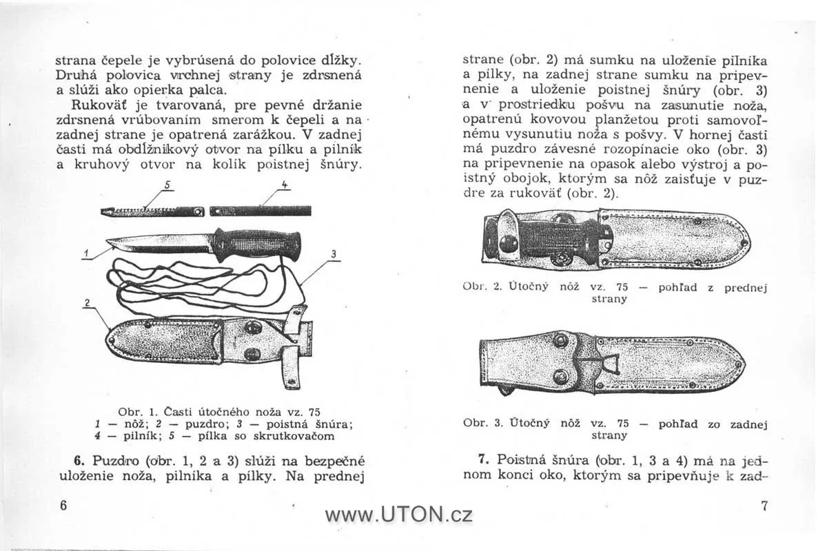 Vojenský předpis Děl-21-22/s – nůž UTON vz.75 – strana 2