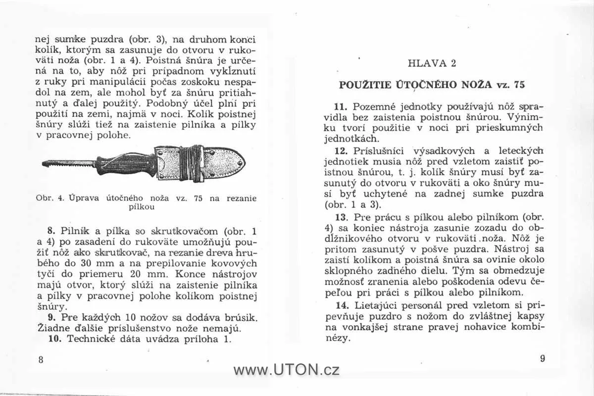 Vojenský předpis Děl-21-22/s – nůž UTON vz.75 – strana 3