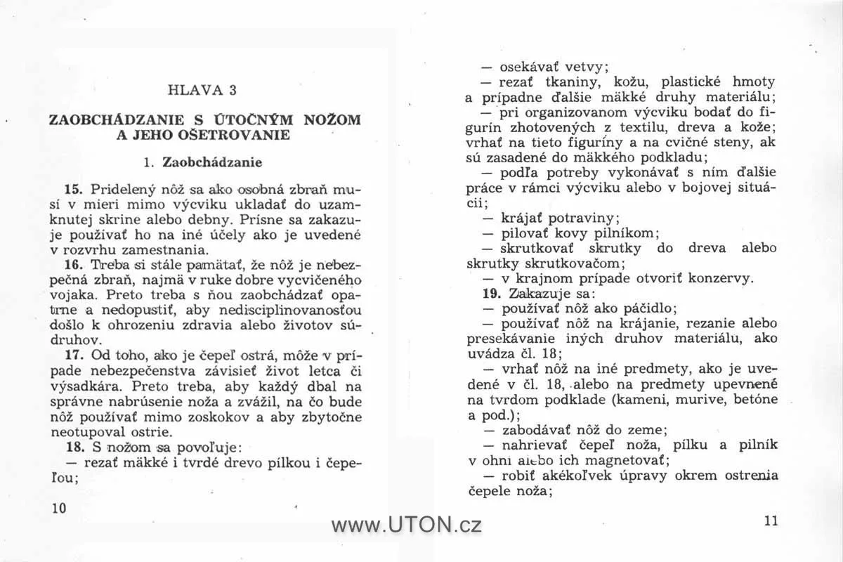 Vojenský předpis Děl-21-22/s – nůž UTON vz.75 – strana 4