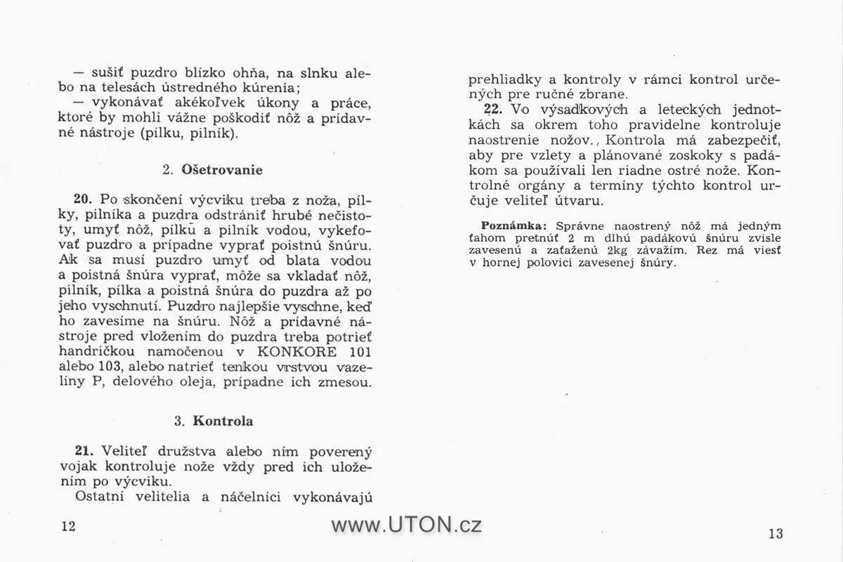 Vojenský předpis Děl-21-22/s – nůž UTON vz.75 – strana 5
